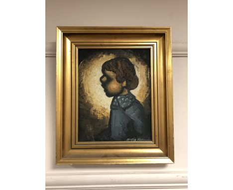Continental school : Portrait of a child, oil on board, 23 x 29 cm  