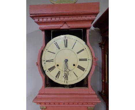 A continental painted longcase clock with circular dial (as found)  