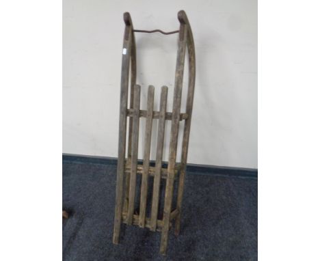 A vintage Davos wooden sledge 