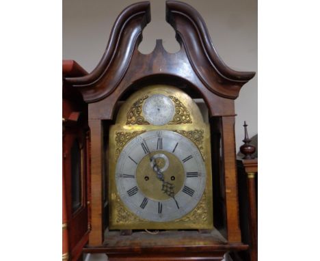 A 19th century inlaid mahogany longcase clock with brass and silvered dial, P. Ch. Peters of Hamburg, with one weight   