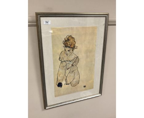 Continental colour print depicting a figure, 30 x 46 cm 