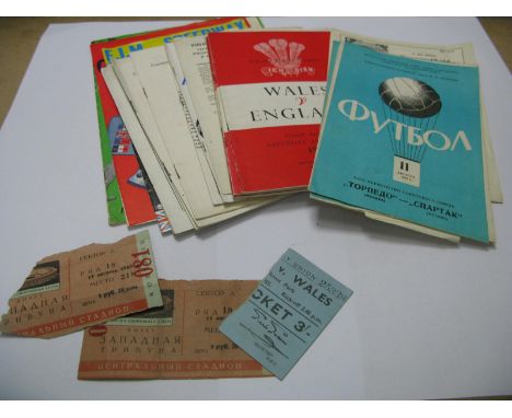 1967 Torpedo v. Spartak Moscow - Two Programmes and Two Tickets,  1963-4 Brann v. Skeld programme, Wales Rugby Union 1955 v. 