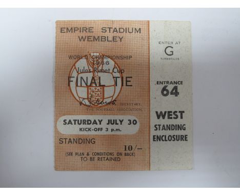 1966 World Cup, ticket from the Final England v. West Germany, July 30th west standing enclosure.