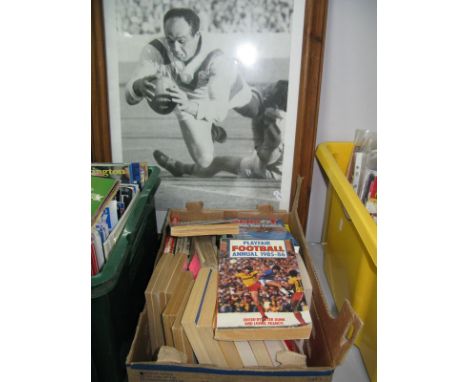 Gamages 1925-6 Football Annual, (some pages absent) later Playfair, News of the World annuals:- One Box. Big Blue Tube signed