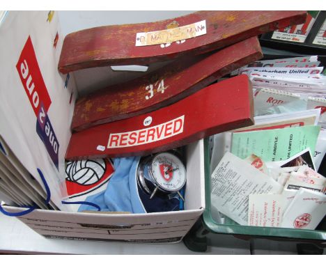 Rotherham United Large Quantity of Team Sheets, 1999-2006, programmes, seat back, calendars, cheques, 1978 statement of accou
