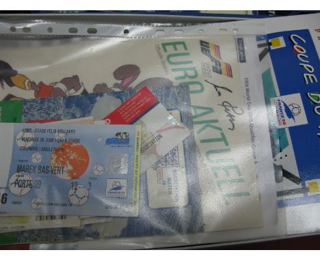 England Programmes, 1963 v Rest of the World, Euro 2000 v Portugal in Eindhoven plus ticket, others 1988 to 2004. 1998 World 