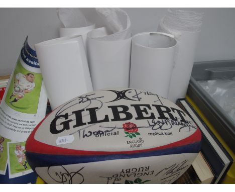 Rugby Union, Gilbert Replica Ball, black marker signed by England players including Underwood, Leonard, Grewcock, Wilkinson, 