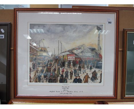 Terry Gorman 'Matchday Special', limited edition colour print of 350, pencil signed, 35 x 43cm. Daily Star sponsors presentat