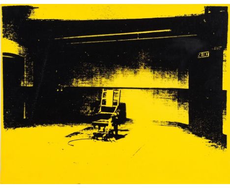 * Paul Stephenson [b.1976], after Warhol-Little Electric Chair - Cadmium Yellow,:-silkcreen print on linenstamped 'UNDENIED' 