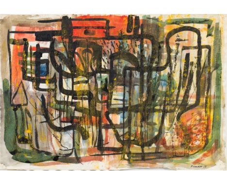 * Peter Thursby [1930-2011]- Architectural Concrete;Metal Structure in Space,:-two, both signed, dated '56 and 1957,further s