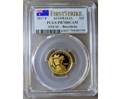 AUSTRALIA. Elizabeth II, 1952-2022. Gold 25 dollars, 2017 P. Perth Mint. Proof. Commemorating the Australian 4th Light Horse 