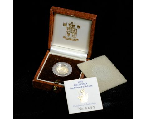 UNITED KINGDOM. Elizabeth II, 1952-2022. Gold 10 pounds, 1995. Royal Mint. Proof. Third, crowned bust of Queen Elizabeth II r