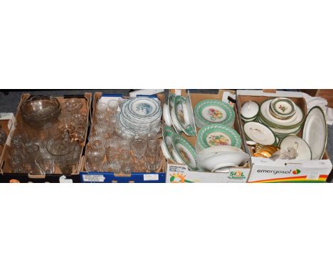 A group of ceramics and glass including a Victorian dessert service with eighteen plates and six tazzas, a Royal Worcester pa