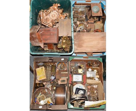 Four boxes of clock, watch parts and tools.  Estimate £80-120