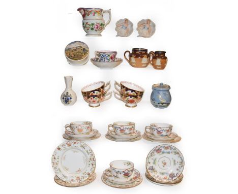 Royal Worcester chinoiserie decorated tea wares comprising six side plates, seven saucers and four teacups (one teacup a.f.) 