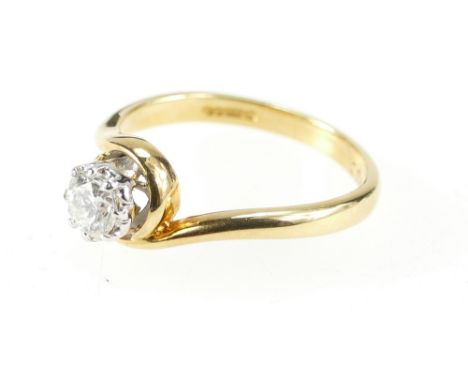 18ct gold solitaire diamond ring, 3 grams, approx .25 ct diamond, size K