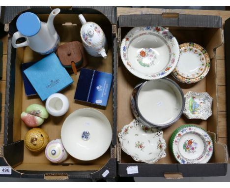 A mixed collection of items to include Minton Marlow design tea pot, early Staffordshire blue and white decorated fruit bowl,