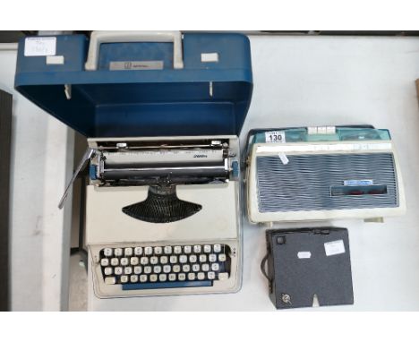 A Retro Imperial Typewriter, Stella Phone Radio with JB Ensign and JB Ensign case. (3)