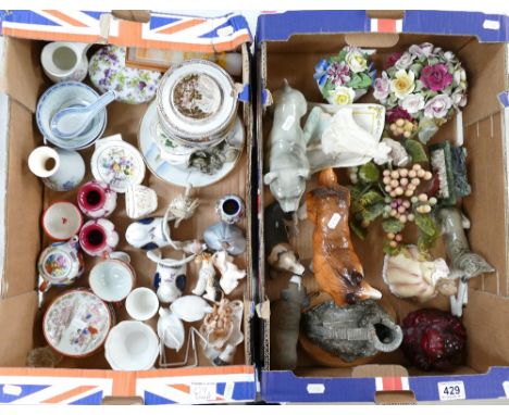 A mixed collection of ceramic items to include Oriental Export Ware plates, soup bowls, small Coalport figures, ceramic and r