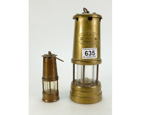 Hockley Brass Miner's lamp and one other. (2)