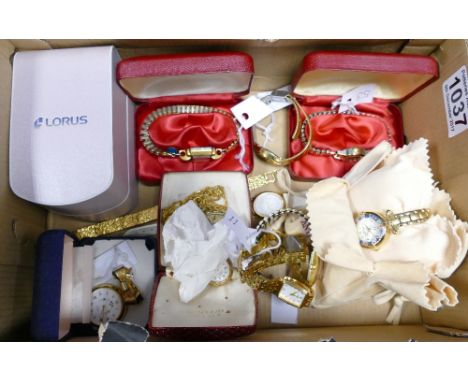 A collection of ladies wristwatches including Limit, Oris,Timex, Antica Murrina Venezia, Lorus, Sekonda,pocket watch and chai