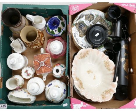 A mixed collection of ceramic items to include Royal Albert Harvest Rose vases, Edwardian Bone China plates, Royal Doulton Sa