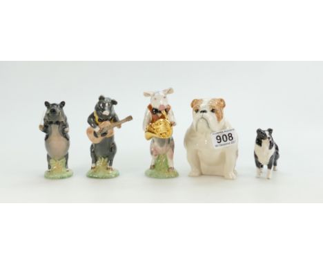 A mixed collection of ceramic items to include Royal Doulton Bulldog, Beswick sheep dog and John, Chris and Richard from the 
