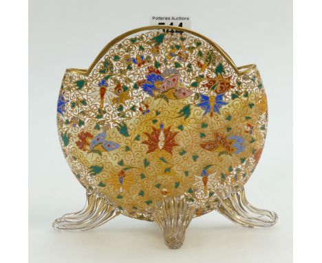 20th Century Venetian glass vase with gilt and enamel decoration, measuring 19cm x 19cm.