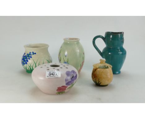 A mixed collection of items to include E. Radford floral decorated vases and potpourri bowls together with Farnham type ceram