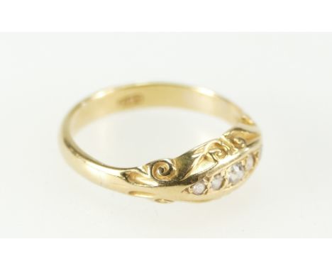 Victorian 18ct gold five stone diamond ring, 2.4 grams, size K