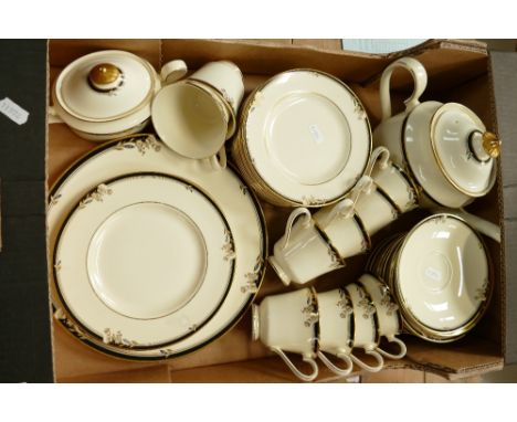 A Minton Newbury tea service to include plates, side plates, cups, saucers, tea pot, etc. (Seconds) 