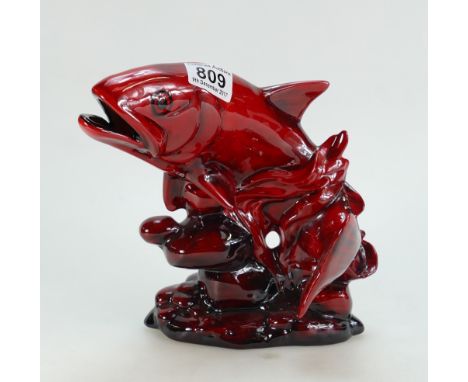 Peggy Davies ruby fusion large figure of a Leaping Salmon. 