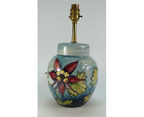 Walter Moorcroft lamp base Columbine design 20cm