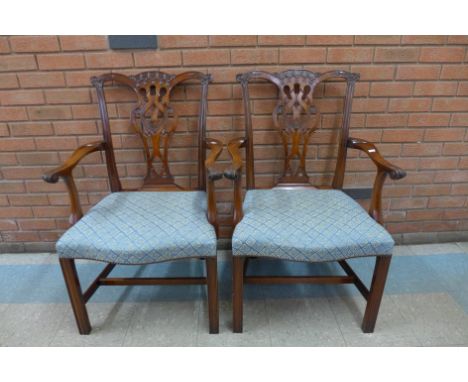 A pair of Chippendale Revival mahogany carver chairs