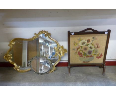 Two mirrors and fire screen