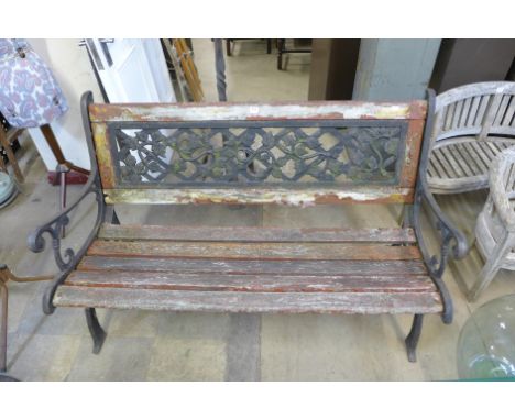 A cast iron ended garden bench