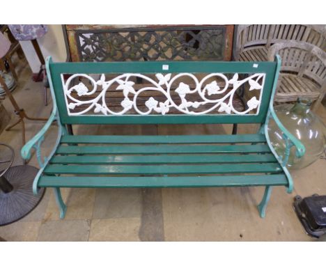 A cast iron ended garden bench