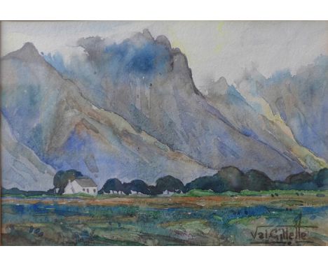 Val Gillette (South Africa), In The Goudini Valley, Worcester, Cape Province, watercolour, 15 x 22cms, framed