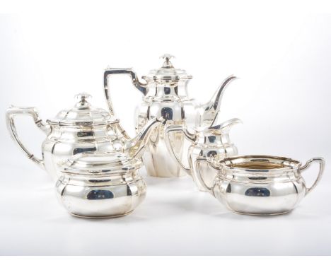 Five-piece Danish silver teaset. by L. Berth, 826 standard, each of lobed oval form, comprising teapot, 17cm; hot water jug 2