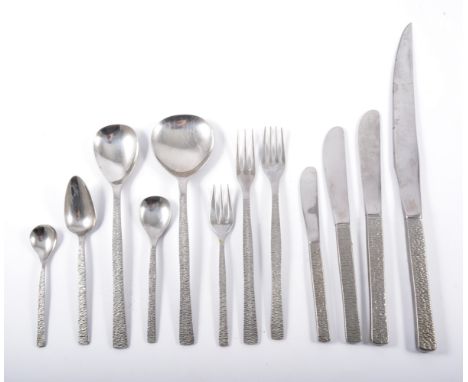 Viners Studio cutlery, designed by Gerald Benney, including carving knife, carving fork, pair of salad servers, four serving 