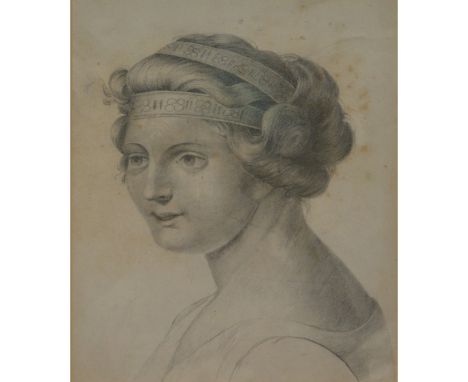 English School, mother and child, watercolour, unsigned, 22x13cm, another watercolour of a girl at prayer and a pencil drawin