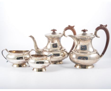 Four piece silver matched teaset by J.B. Chatterley & Sons Limited, Birmingham and Sheffield, Jubilee mark, comprising, teapo