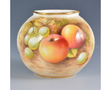 A Royal Worcester vase, shape G161, painted with fruit, signed Roberts, 7cm.