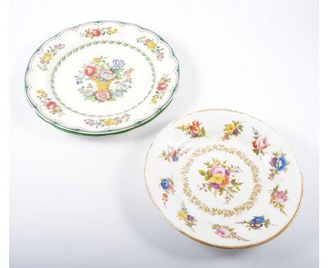 Swansea porcelain plate, early 19th Century, painted floral sprays, diameter 22cm, (restored) and two Spode plates, (3).
