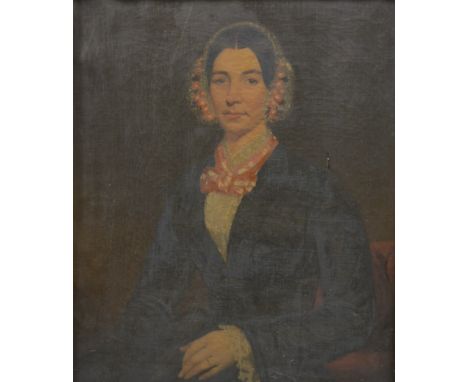Provincial School, Portrait of a lady, half length, oil on canvas, 77 x 64cm.