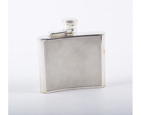 Silver hip flask, London 1967, engine turned, 5oz
