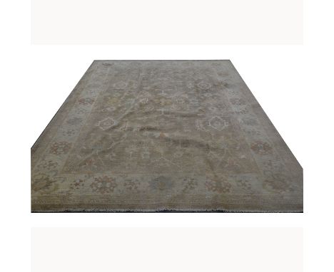 Carpet, Pakistan, handmade, wool, trellis pattern 373 x 285cm.