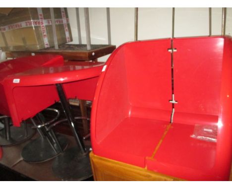 R. Bonetto for Bernini, red plastic four tier modular corner shelf with set of original joining brackets