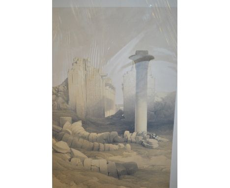 David Roberts R.A., 19th Century lithograph, ' First Court Temple of Karnac ', published by F.G. Moon, 1847