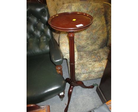 Reproduction mahogany cluster column tripod torchere by Arthur Brett